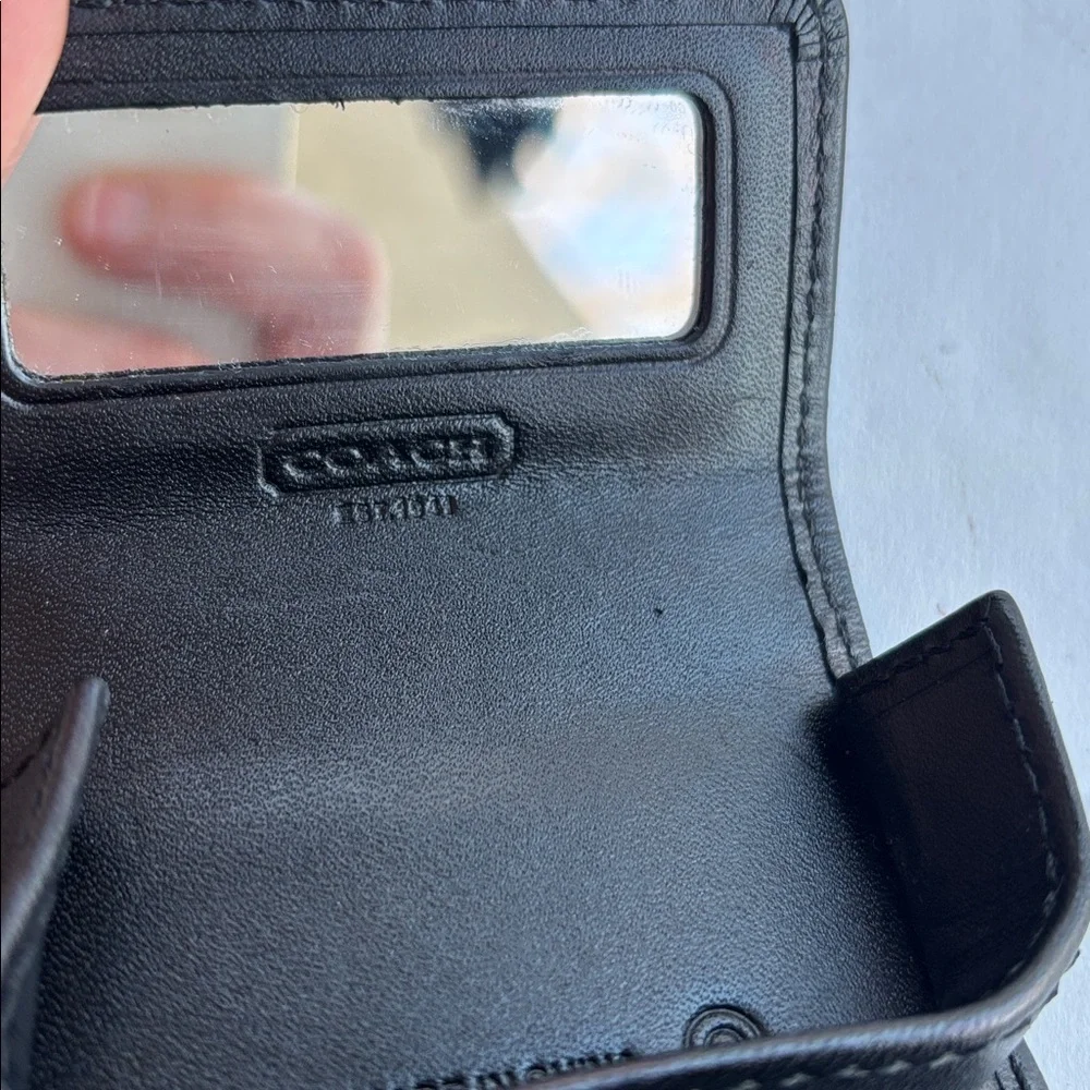 Vintage Coach Signature Black Gray Contact Case Y2K Mini Compact Makeup Stash - Picture 16 of 17